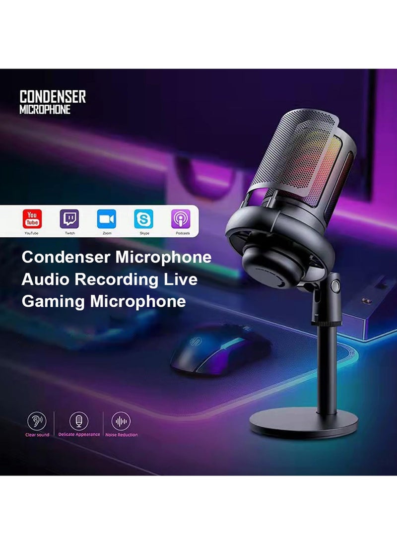 Flash Hawk Flash Hawk Gaming PC USB Microphone,Podcast Condenser Mic with Boom Arm,Pop Filter,Mute Button for Streaming,Online Chat, RGB Computer Mic for PS4/5 PC Gamer Youtuber (Black-2)  - Image 3