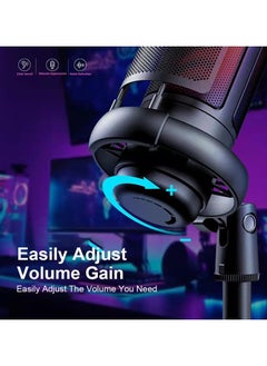 Flash Hawk Flash Hawk Gaming PC USB Microphone,Podcast Condenser Mic with Boom Arm,Pop Filter,Mute Button for Streaming,Online Chat, RGB Computer Mic for PS4/5 PC Gamer Youtuber (Black-2)  - Image 5