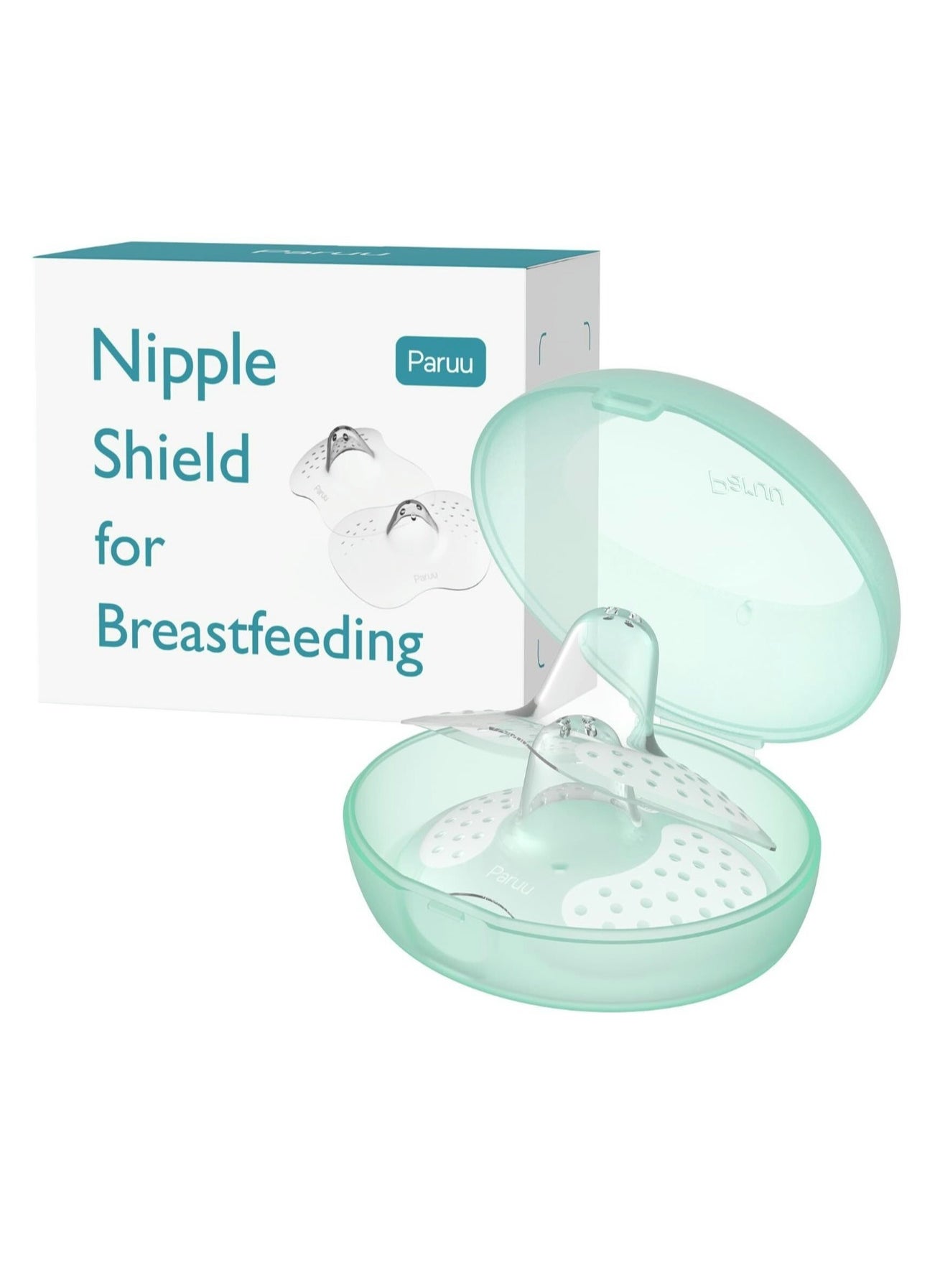 Paruu Contact Nipple Shields, Butterfly Breastfeeding Nipple Shields for Protecting Sore, Flat or Inverted Nipples, 100% Food-Grade Silicone, Made Without BPA/BPS, Include Carry Case 