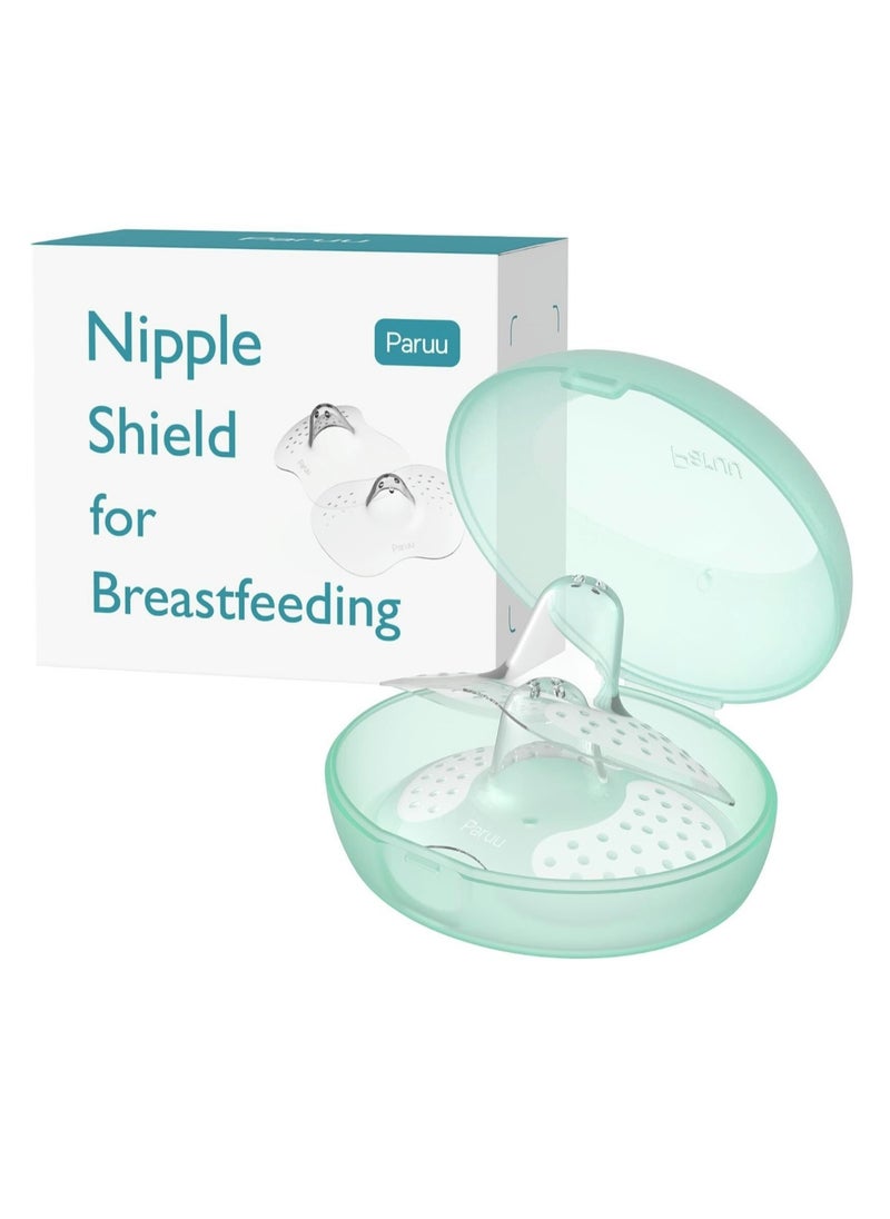 Paruu Contact Nipple Shields, Butterfly Breastfeeding Nipple Shields for Protecting Sore, Flat or Inverted Nipples, 100% Food-Grade Silicone, Made Without BPA/BPS, Include Carry Case  - Image 1