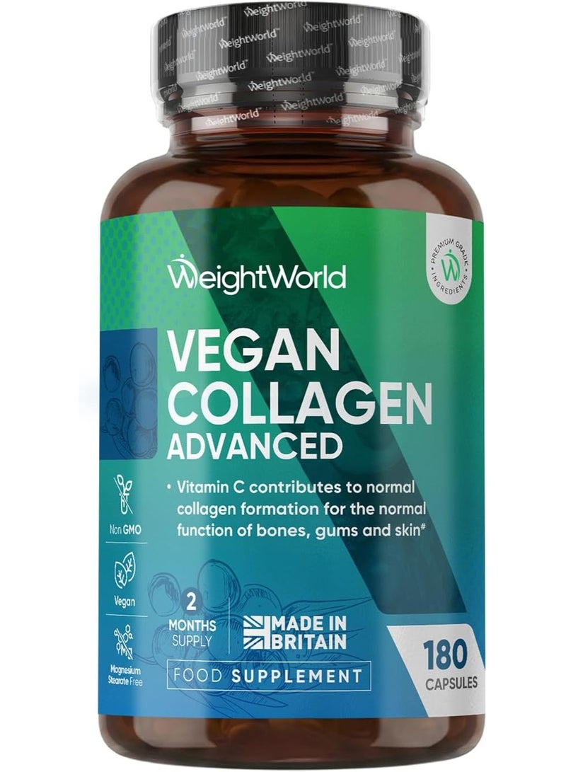 WeightWorld Vegan Collagen Supplements for Women & Men - 2 Months Supply - Plant-Based Capsules - With Hyaluronic Acid, Vitamin E, Vitamin C, Resveratrol, Zinc & Superfood Complex - Vegetarian Collagen - Image 1