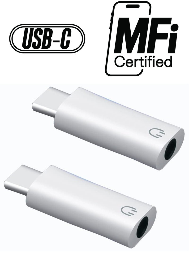 KASTWAVE USB C to 3.5mm Audio Headphone Jack Adapter, 2 Pack Type C Aux DAC Earphone Stereo Mic HiFi Right Angle Dongle Compatible with iPad Mini 6 / iPad Pro Air 4 / Samsung S21 Ultra / S20 Tab S7 - Image 1