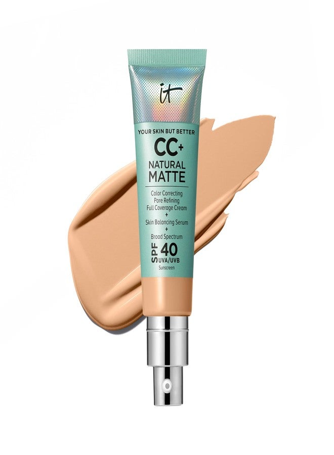 IT Cosmetics CC+ Cream Natural Matte (Medium) - Poreless Full Coverage Foundation With SPF 40, 16HR Shine Control, Color-Corrector, Skin-Balancing Serum, Noncomedogenic - 1.08 fl oz - Image 1
