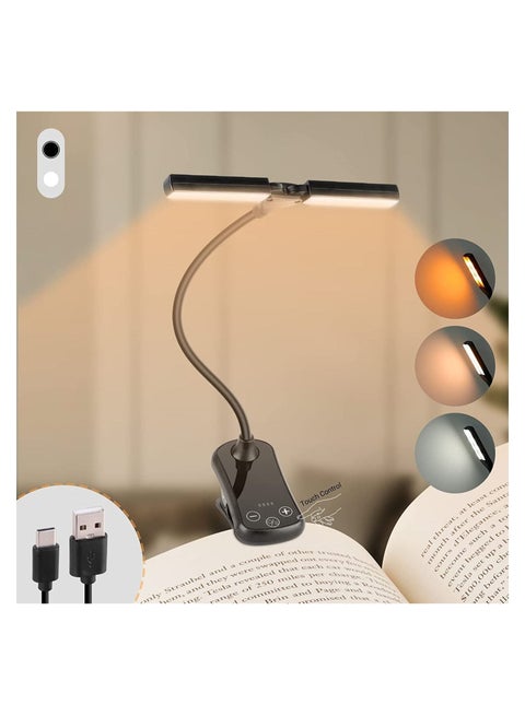 14 LED Book Light, Book Light for Reading in Bed, Touch Control Reading Light with 3 Colors & 8 Brightness, Reading Lights for Books in Bed, Portable & Adjustable Rechargeable Reading Lamp
