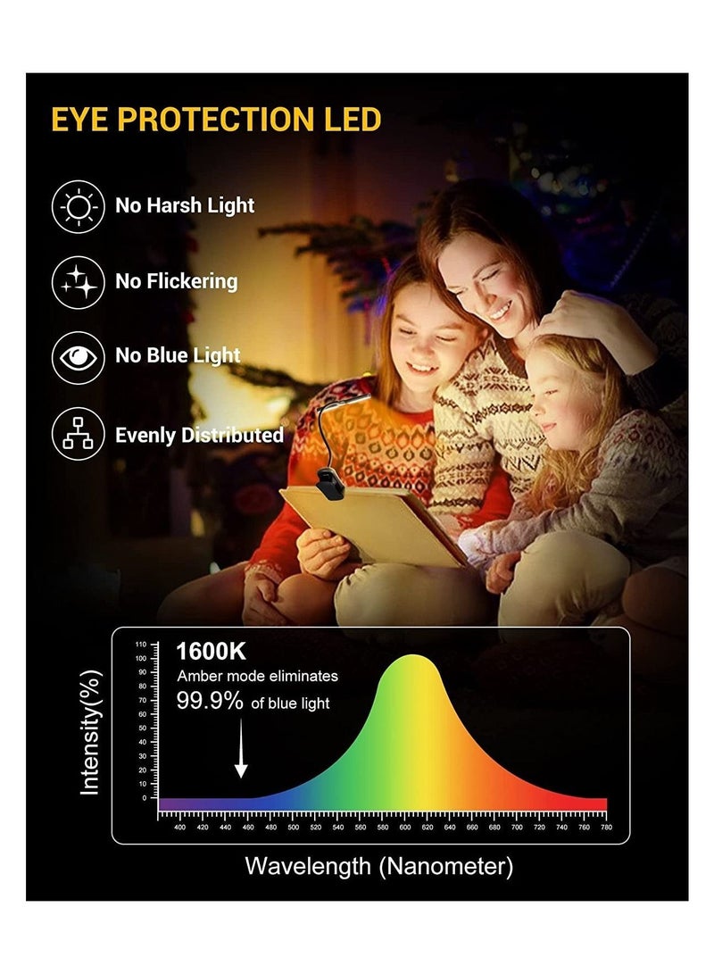 14 LED Book Light, Book Light for Reading in Bed, Touch Control Reading Light with 3 Colors & 8 Brightness, Reading Lights for Books in Bed, Portable & Adjustable Rechargeable Reading Lamp