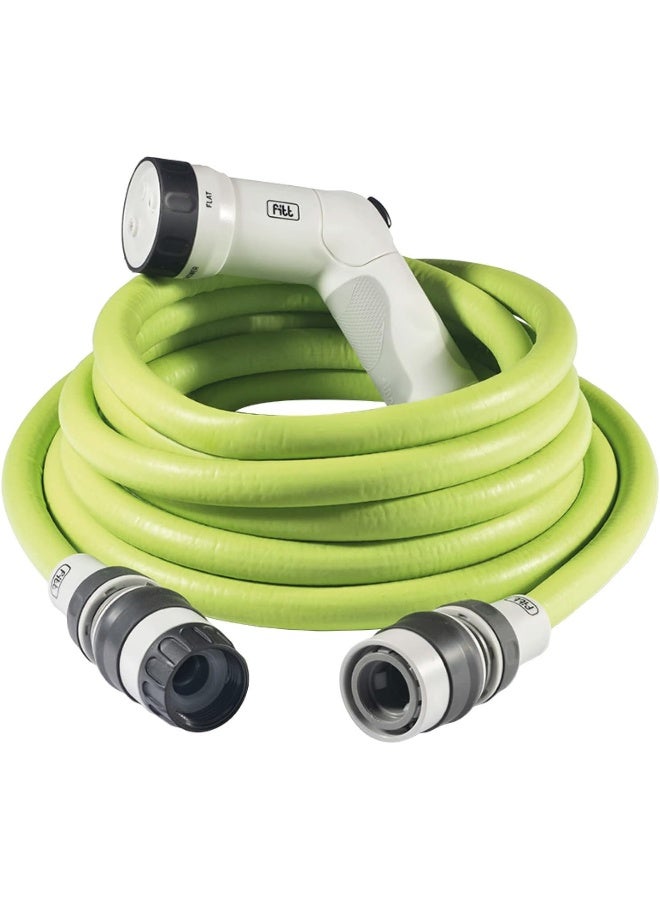 Hose FITT IKON 15m Garden Water Hose for Irrigation Expandable Compact Lightweight Ready to Use with Power Jet Gun Lime - Image 1