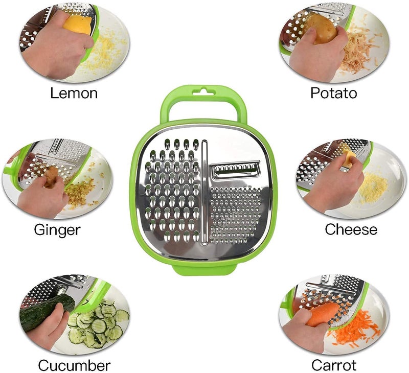 RUSEELA Multifunctional Vegetable Peeler and 3-in-1 Grater Set for Kitchen | Handy Peeler & Multipurpose Grater with Container (Pack of 2) - Image 4