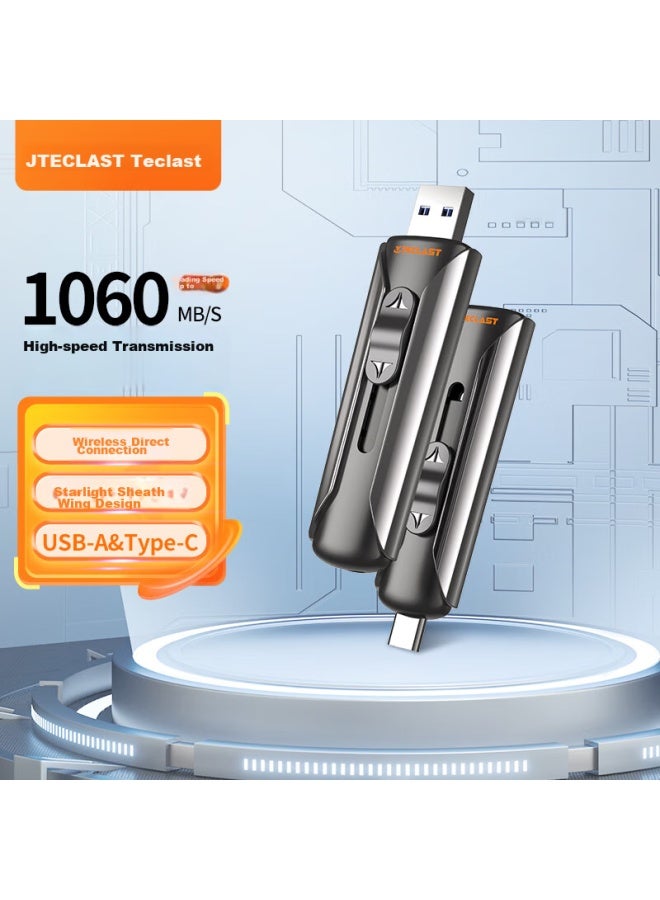 Teclast 512gb Portable Solid State Drive Wireless Dual Interface Mobile Hard Drive For Phones And Computers, Read Speed Up To 1060mb/s, Compatible With Apple 15 16 - Image 1