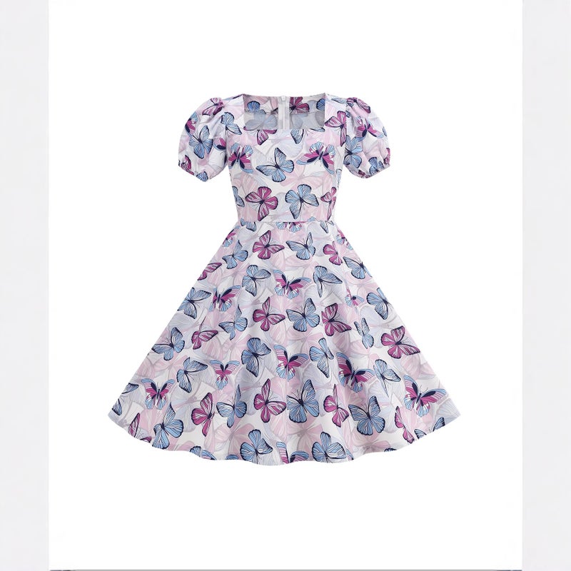 Girls Summer Short Sleeve Princess Dress 2025 Fruit Print - Image 1