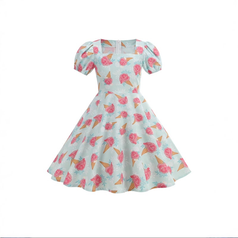 Girls Summer Short Sleeve Princess Dress 2025 Fruit Print - Image 4