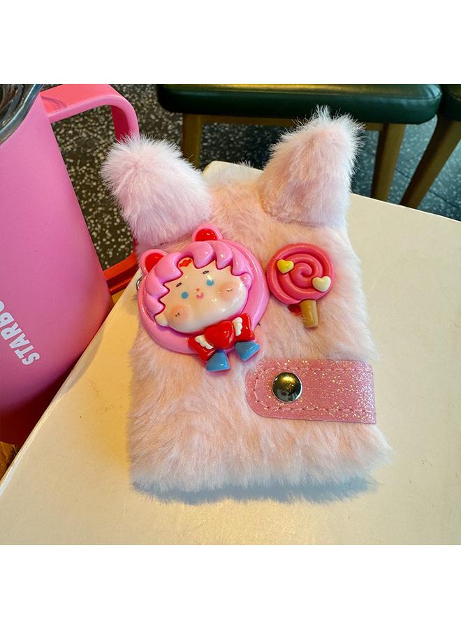 Bluejw Hand Ledger Girl Student Pink Diary High Color Value Girl Heart Plush Hand Ledger Notepad Notes - Image 1