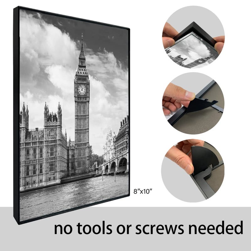 GOmaize Front Loading Black Picture Frame 8x10 Set of 5 Wall and Table Mounting - Image 5