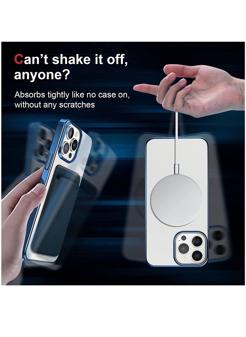 Raxoom Built-in Magnet Clear Case for iPhone 14, Compatible with Mag-safe Accessories, Slim Thin PC Durable Case Support Wireless Char-ging (iPhone 14, Navy Blue)  - Image 3
