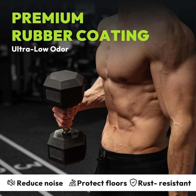 Kiraro Pair Of Rubber Coated Hexa Dumbbell Set For Men and Women Professional Exercise Hex Dumbbells For Full Body Workout Body Strength Training Home Gym Exercise - Image 2