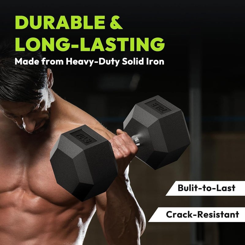 Kiraro Pair Of Rubber Coated Hexa Dumbbell Set For Men and Women Professional Exercise Hex Dumbbells For Full Body Workout Body Strength Training Home Gym Exercise - Image 4