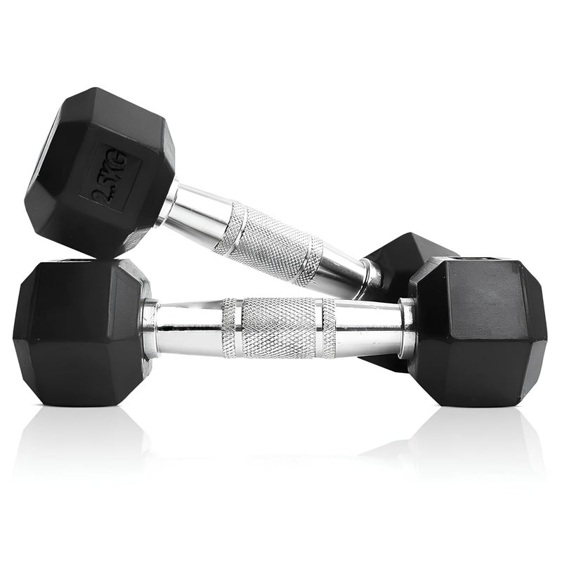 Kiraro Pair Of Rubber Coated Hexa Dumbbell Set For Men and Women Professional Exercise Hex Dumbbells For Full Body Workout Body Strength Training Home Gym Exercise - Image 1