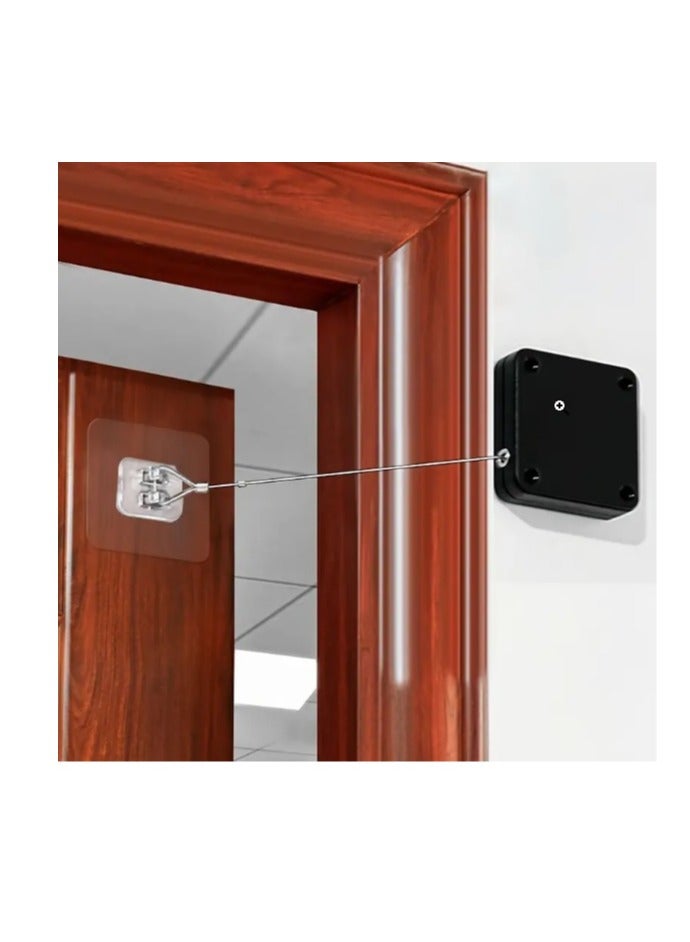 تشاين جهاز اغلاق ابواب  بمستشعر اوتوماتيكي،غالق ابواب اوتوماتيكي قوي من مادة ABS مع سلك ستيل بطول 1.2 متر اسود - Image 1