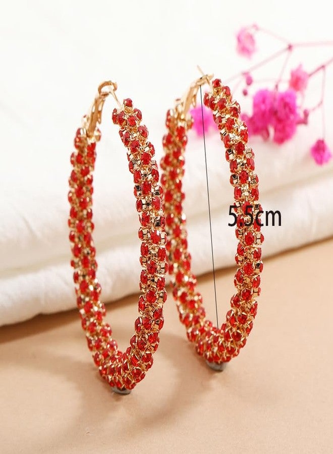 CSIYANJRY99 Hoop Earrings for Women Big Hoop Earrings Sparkly Rhinestone Earring Large Hoops Earring Prom Jewelry Gifts Christmas Accessorie, Medium, Metal, No Gemstone - Image 5