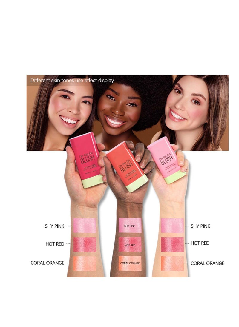 Excefore - Blush Beauty Wand, Solid Moisturizer Stick, Multi Use Makeup Waterproof Blush Stick, Natural Looking, Suitable for Cheeks Glow Dewy Finish (Hot Red) - Image 1