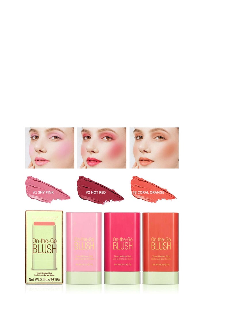 Excefore - Blush Beauty Wand, Solid Moisturizer Stick, Multi Use Makeup Waterproof Blush Stick, Natural Looking, Suitable for Cheeks Glow Dewy Finish (Hot Red) - Image 1