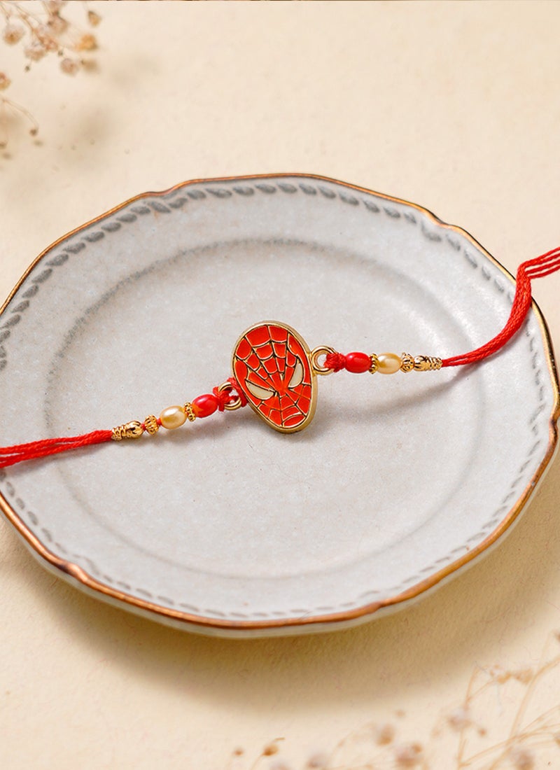 Madhoor Spider-Man Kids Rakhi Gold-Tone Red Designer Raksha Bandhan Thread ,Premium Handmade ,1 Piece-37 CM - Image 3