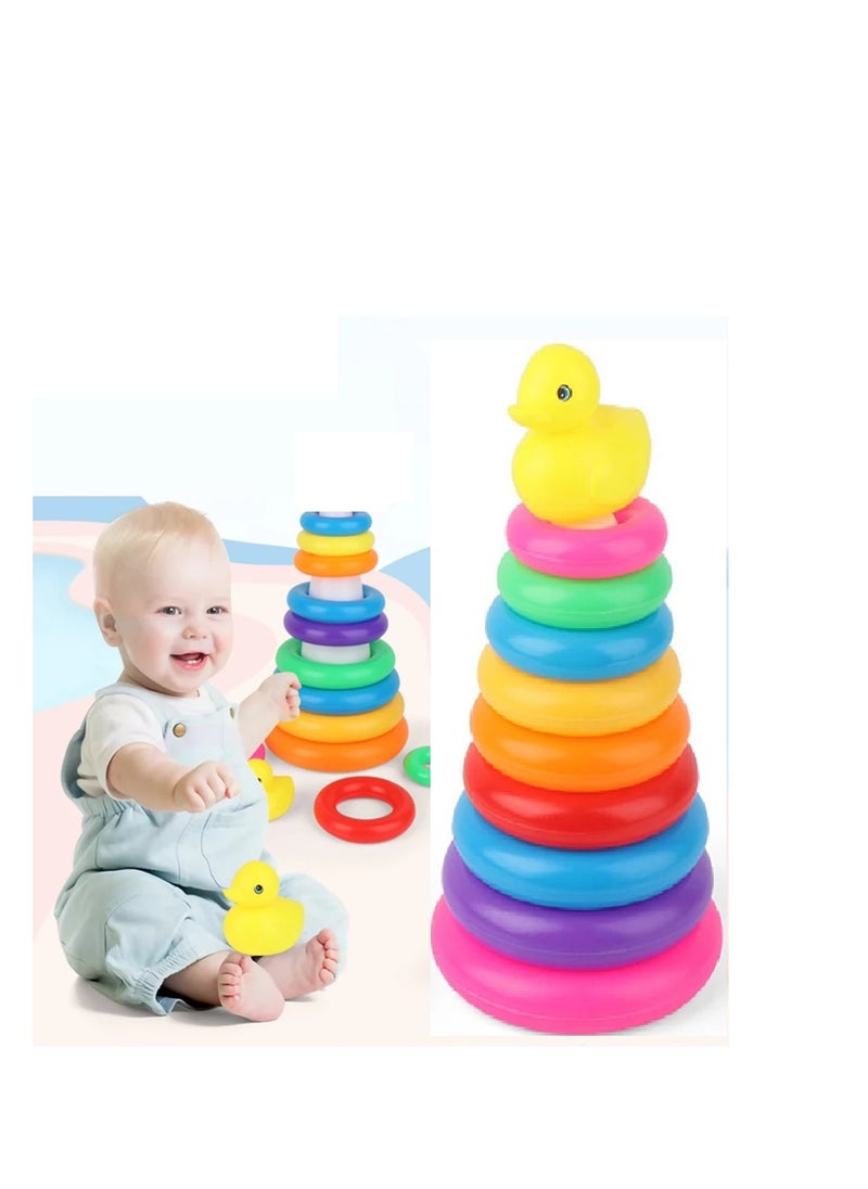 9Piece Rainbow Duck Stacking Ring Toy Set  - Image 1