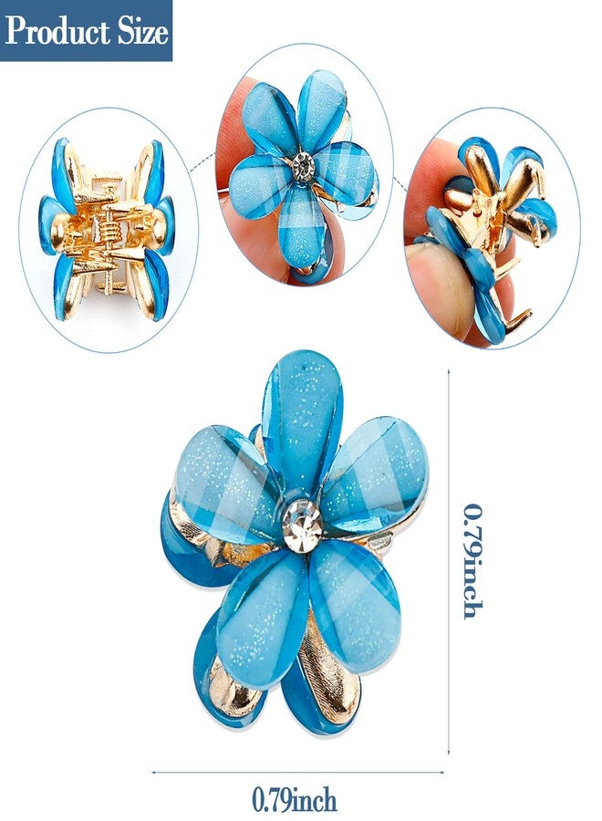 Shidara 20 PCS Crystal Flower Hair Clips for Women and Girls | Mini Spring Claw Clip with Pearl Design | Non-Slip Hair Accessories for Thick and Thin Hair | Small Claw Clip (5 Colors) - Image 3
