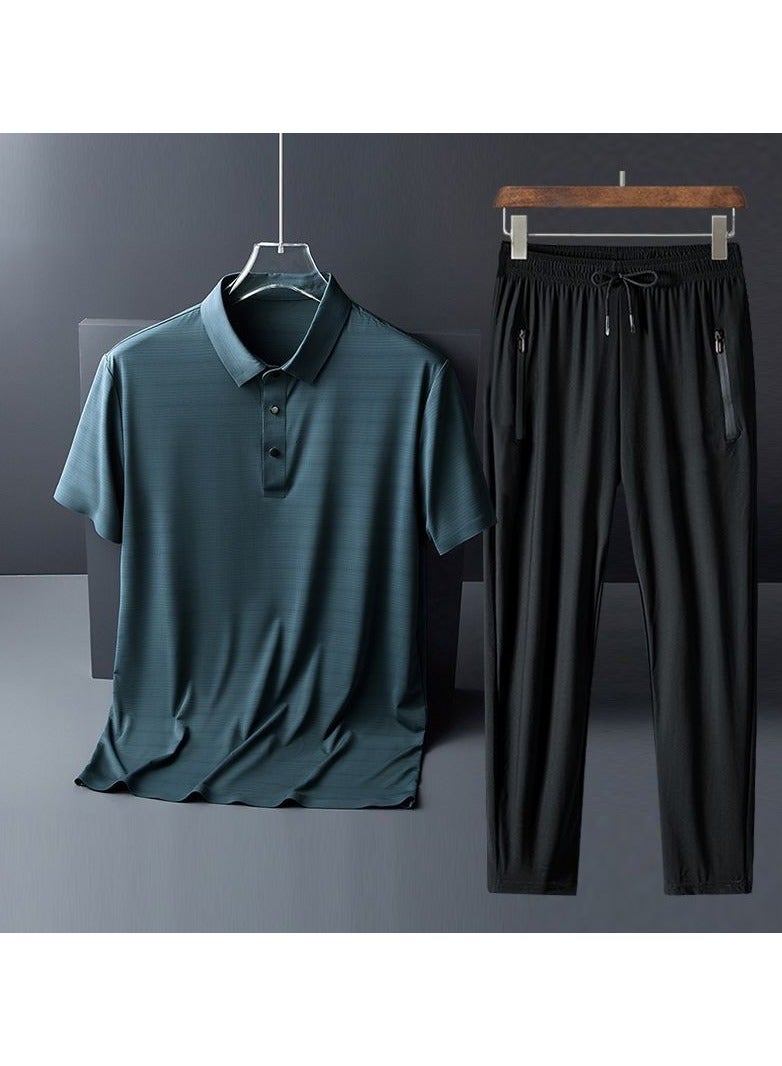 KUYING New Casual Thin Ice Silk Two-Piece Set 