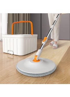 ZOONA mop with Bucket for Floor cleaningsteel Handle 360 Degree Rotating Microfiber Flexible Head and 2 Pads Bucket with Single Telescopic Spin mop Set