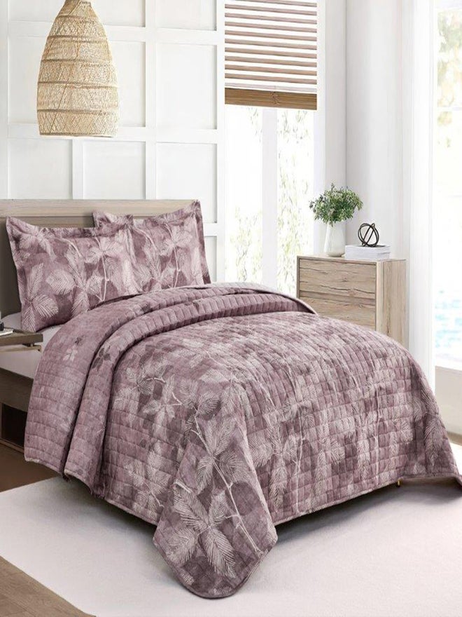 VALENTINI 4-Piece Microfiber Printed Bedspread Queen Set - Image 1