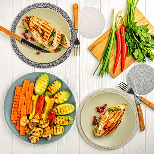 Cazzon Trivets for Hot Dishes, Pots and Pans, Hot Pads with Storage Basket, Pot Holders for Kitchen, Heat Resistant Mat Protect Counter Home Essentials, Farmhouse Decor (Khaki 4 PCS) - Image 5
