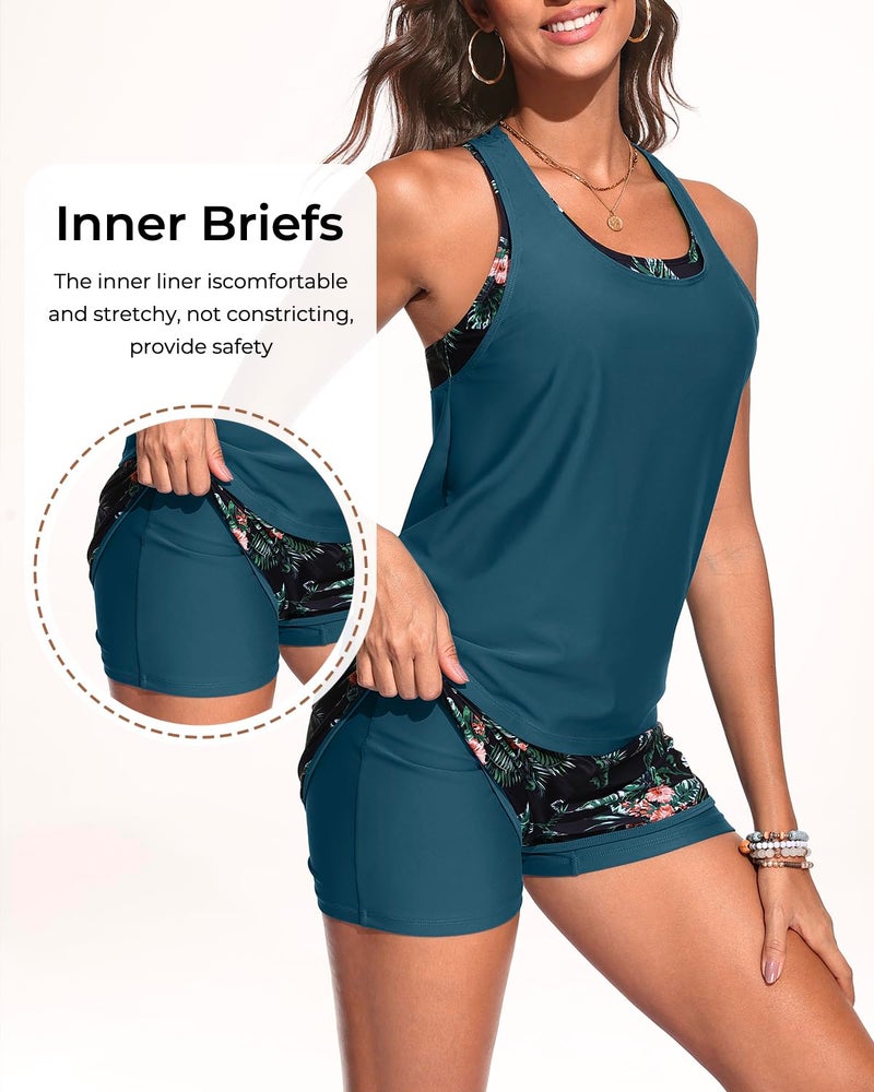 Talisea 3 Piece Tankini Swimsuits Women - Athletic Swim Tank Top with Bra and Boyshorts Bathing Suits Modest Swimwear 2026 - Image 4