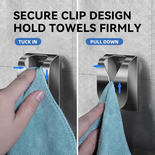 KIHOGEM 4Pcs Adhesive Kitchen Towel Holders, Stainless Steel Kitchen Towel Hooks Holder, Wall Mount Non Drilling Dish Towel Holder Hangers for Kitchen Bathroom Cabinet - Image 2