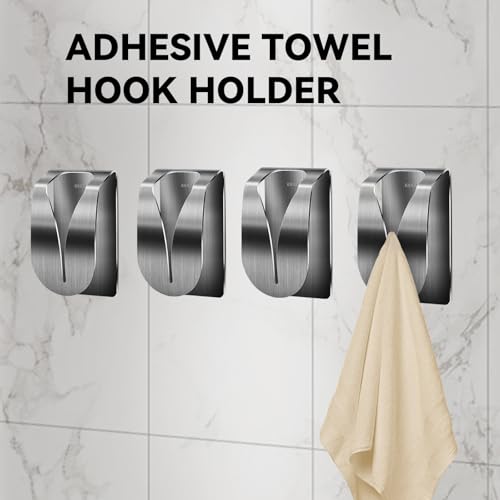 KIHOGEM 4Pcs Adhesive Kitchen Towel Holders, Stainless Steel Kitchen Towel Hooks Holder, Wall Mount Non Drilling Dish Towel Holder Hangers for Kitchen Bathroom Cabinet - Image 3