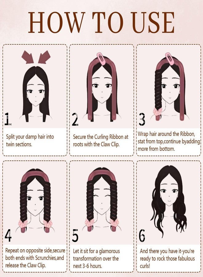 AWAYTR Velvet Heatless Hair Curler Set - 5Pcs No Heat Curlers for Heatless Curls Overnight Hair Curlers to Sleep In for Curls Heatless Curling Set with Scrunchies Clip and Satin Bonnet (Deep Pink) - Image 5