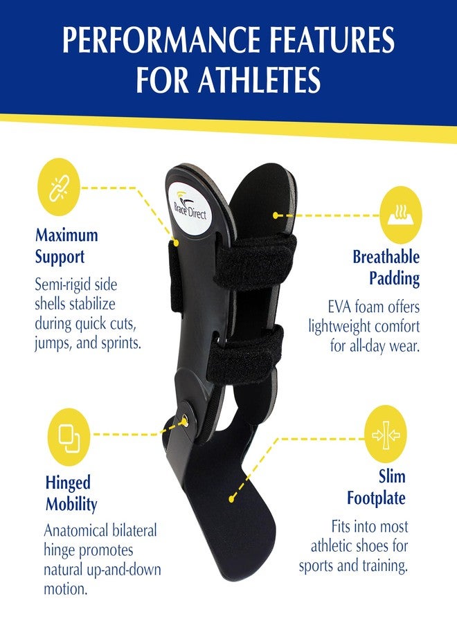 براس دايركت دعامة الكاحل شبه الصلبة النشطة من Brace Direct للرياضة - أقصى دعم للالتواءات والإصابات، تعمل على تثبيت وحماية كاحل الرياضيين في كرة القدم الأمريكية وكرة القدم (صغير - يمين، للرجال 7-9 / للنساء 8-10) - Image 2