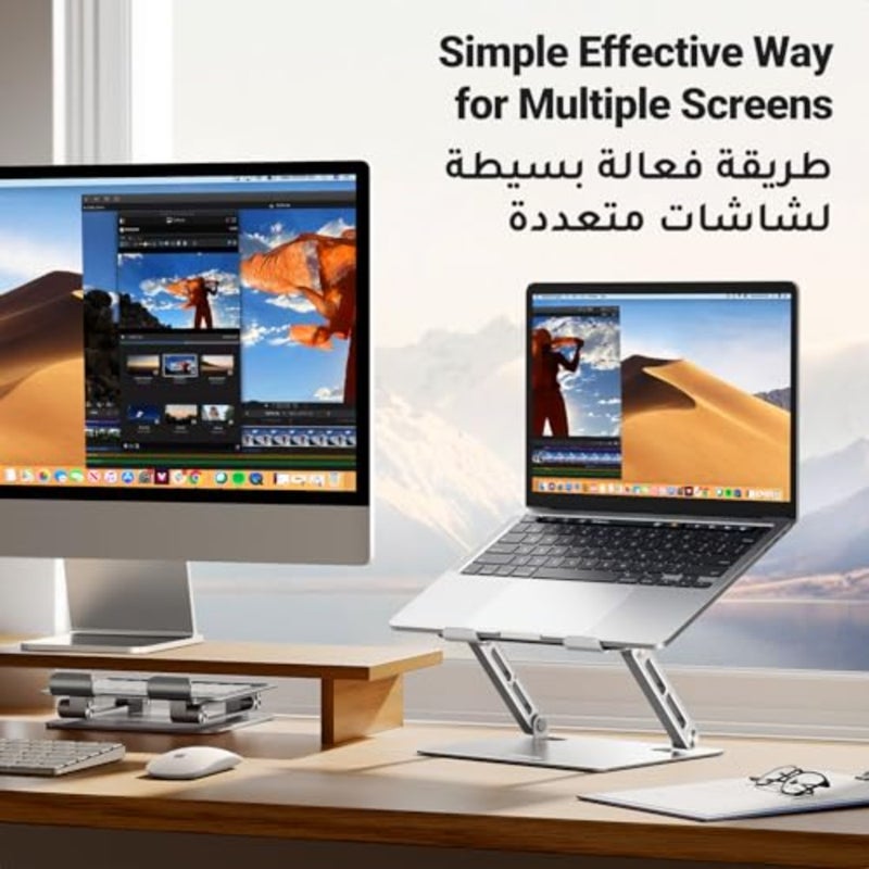 Laptop Stand Upgrade Larger Sturdy Base Adjustableand Foldable Ergonomic Laptop Stand for Desk Metal Notebook Holder Fit for Macbook Air, Macbook Pro, Lenovo, HP, All laptops up to 17.3'' - Image 3