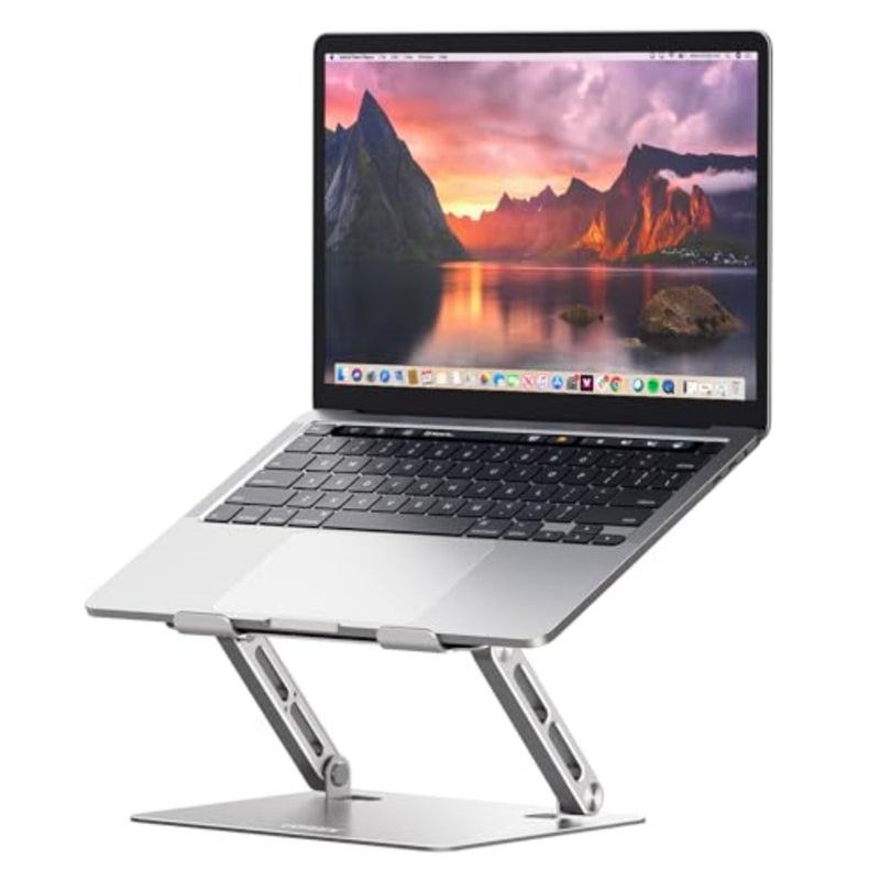 Laptop Stand Upgrade Larger Sturdy Base Adjustableand Foldable Ergonomic Laptop Stand for Desk Metal Notebook Holder Fit for Macbook Air, Macbook Pro, Lenovo, HP, All laptops up to 17.3'' - Image 1
