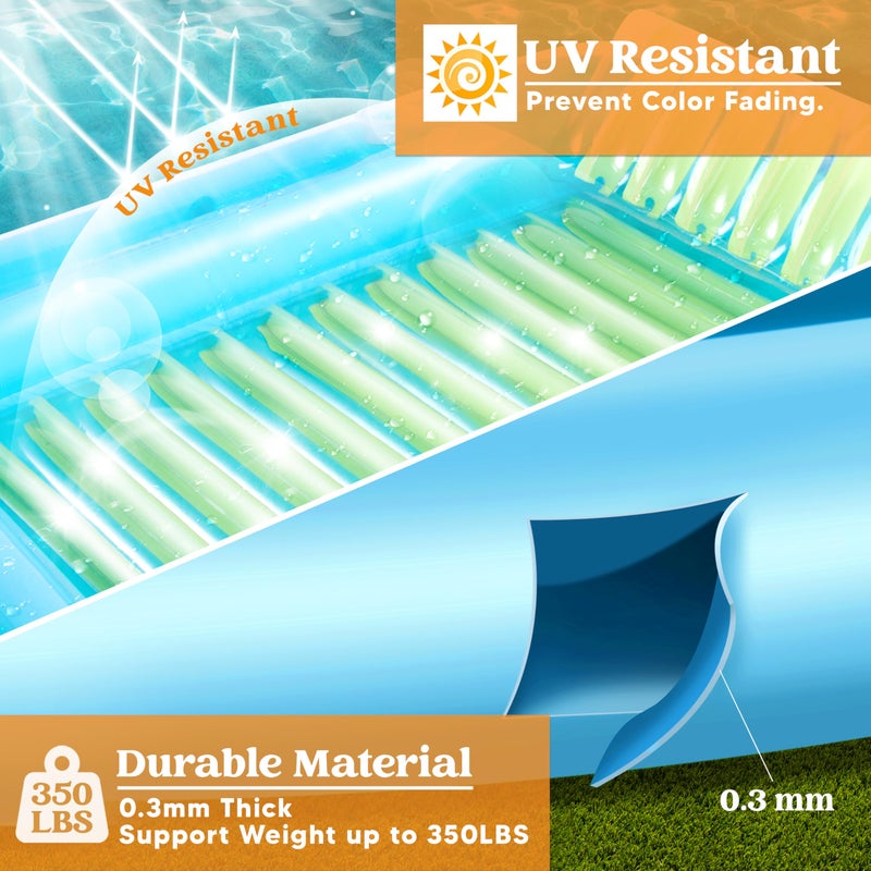 SLOOSH Inflatable Tanning Pool Lounger Float, 85" x 57" Extra Large Pool Floats Adult with Pillow, 4 in 1 Suntan Tub Raft Floatie,Sunbathing Bed Lounge for Water Blow Up Ball Pit, XL-Blue Green - Image 4