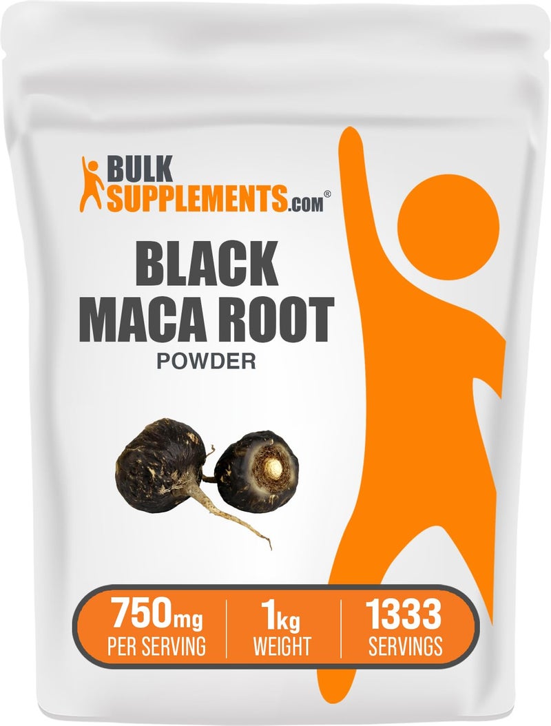 BulkSupplementscom Black Maca Powder Maca Supplement from Black Maca Root Black Raw Maca for Men Women Vegan Gluten Free 750mg per Serving 1kg 22 lbs Pack of 1