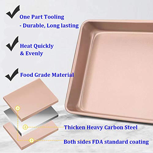 HYTK Small Baking Sheet Pans Nonstick 11x9inch Carbon Steel Deep Side Replacement Tray Brownie Cake Pan Cookie Sheet Set Thick Heavy No Rust Easy Clean Bakeware - Image 3