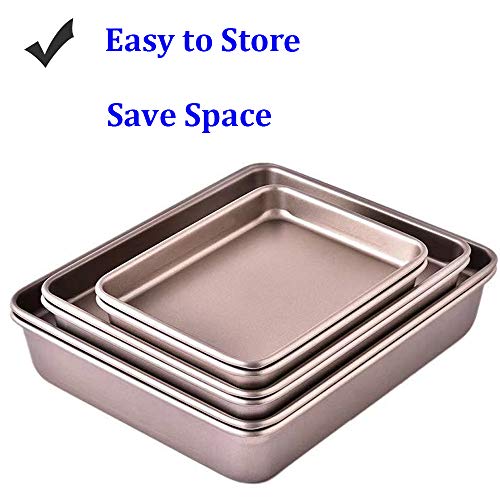 HYTK Small Baking Sheet Pans Nonstick 11x9inch Carbon Steel Deep Side Replacement Tray Brownie Cake Pan Cookie Sheet Set Thick Heavy No Rust Easy Clean Bakeware - Image 5