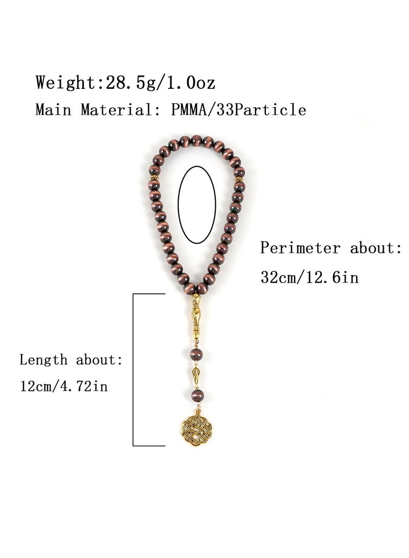 SänHahn Muslim Tasbih 33 Muslim Prayer Beads Hand String Islam Prayerdhikr Misbaha Eid Ramadan Gift - Coffee  - Image 5