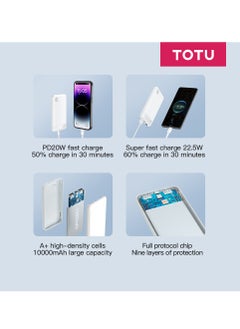Totu 10000mAh Power bank 42.5W Wireless Charging, Portable Design, with USB-C 20W/USB-A 22.5W PD fast charge Compatible with iPhone 15/13/12/series/android devices.  - Image 5
