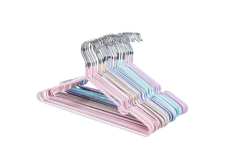 Stainless Steel Clothes Hangers 20-Pack, a Durable and Shatterproof Set with a Non-Slip Silicone Coating for Organizing Coats, Shirts, and Garments in Your Wardrobe, Colorful - Image 1