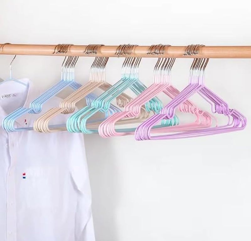 Stainless Steel Clothes Hangers 20-Pack, a Durable and Shatterproof Set with a Non-Slip Silicone Coating for Organizing Coats, Shirts, and Garments in Your Wardrobe, Colorful - Image 3