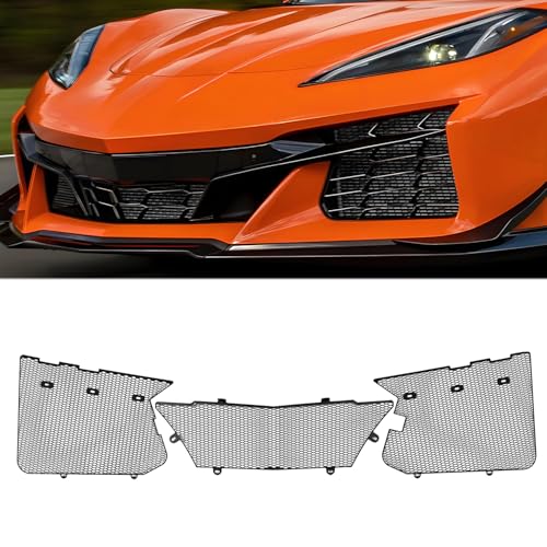 BILLFARO 3Pcs Black Upgraded Front Radiator Guards Grille,Aluminum Body Bumper OEM Style Front Outer Grill Guard Protection Screens Grille Vents Insert Mesh Set for Corvette C8 Z06 2023+/E-Ray 2024+ - Image 1