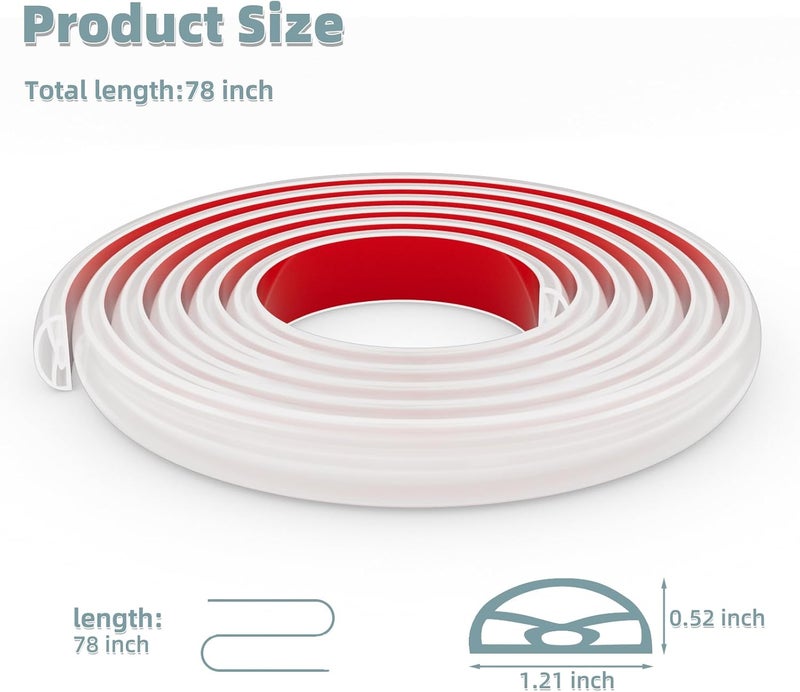 Conwang Store 78Inch New Shower Threshold Water Dam Barrier,Collapsible Self-Adhesive Silicone Shower Water Guard for Bathroom Bathtub and Kitchen,Shower Water Blocker Suitable for Wheelchair Acces(Transparent) - Image 2