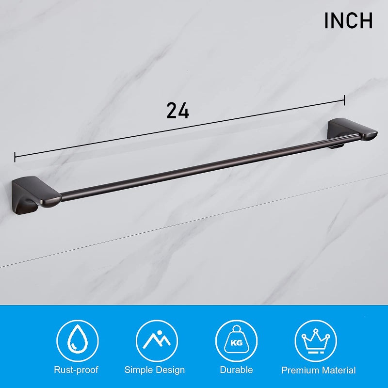 N.C Towel Rack-Single - Premium Stainless Steel Wall Mounted Towel Holder Bathroom Hardware (Grey, 24 Inches) - Image 2