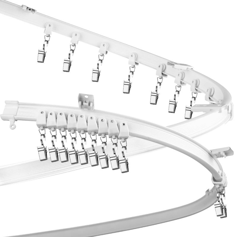 Fubeasi Flexible Bendable Ceiling Curtain Track Curved Ceiling Track for Curtains Room Divider Ceiling Track Rail System 2 Meters
